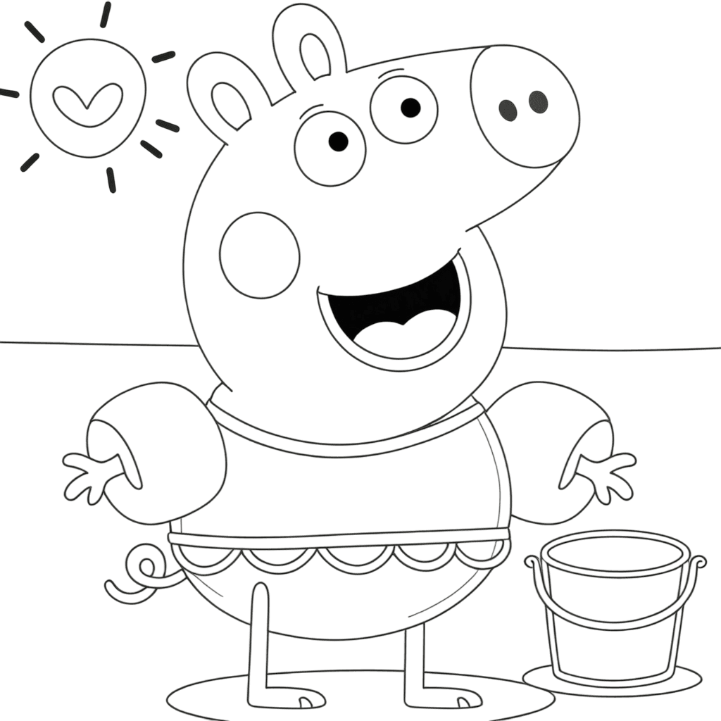 Peppa na praia para colorir