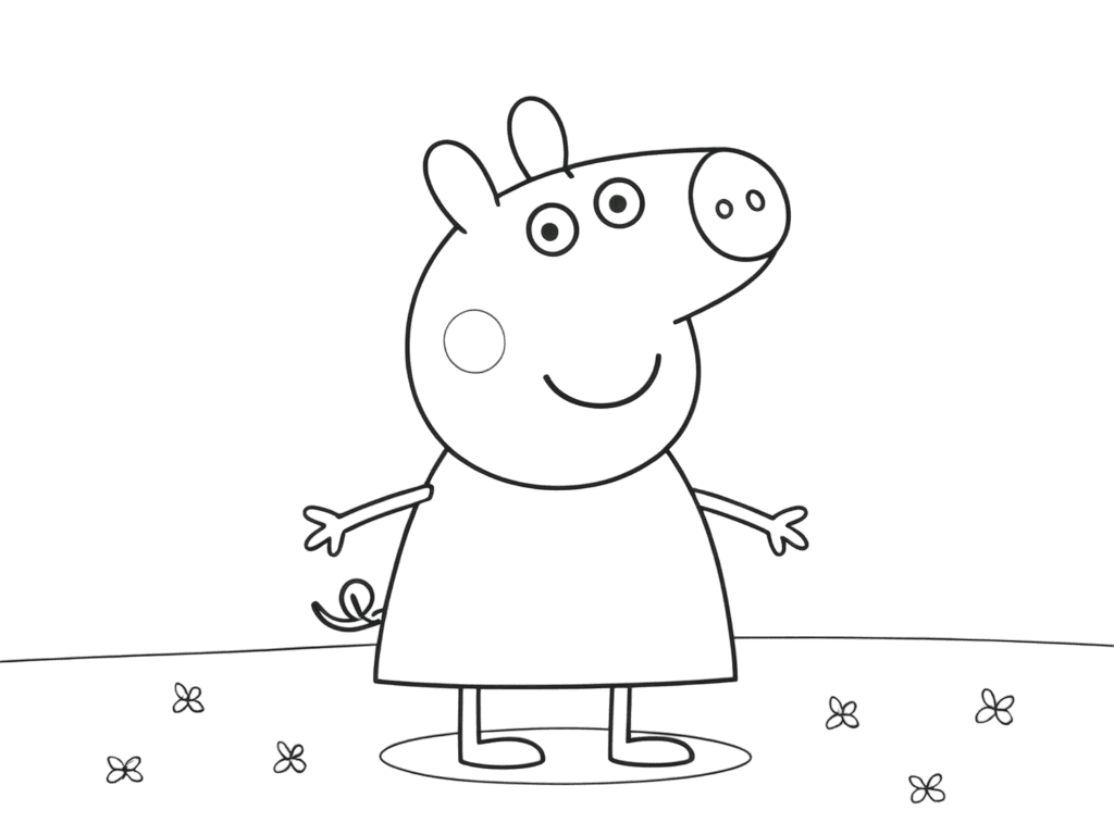Peppa Pig no campo para colorir