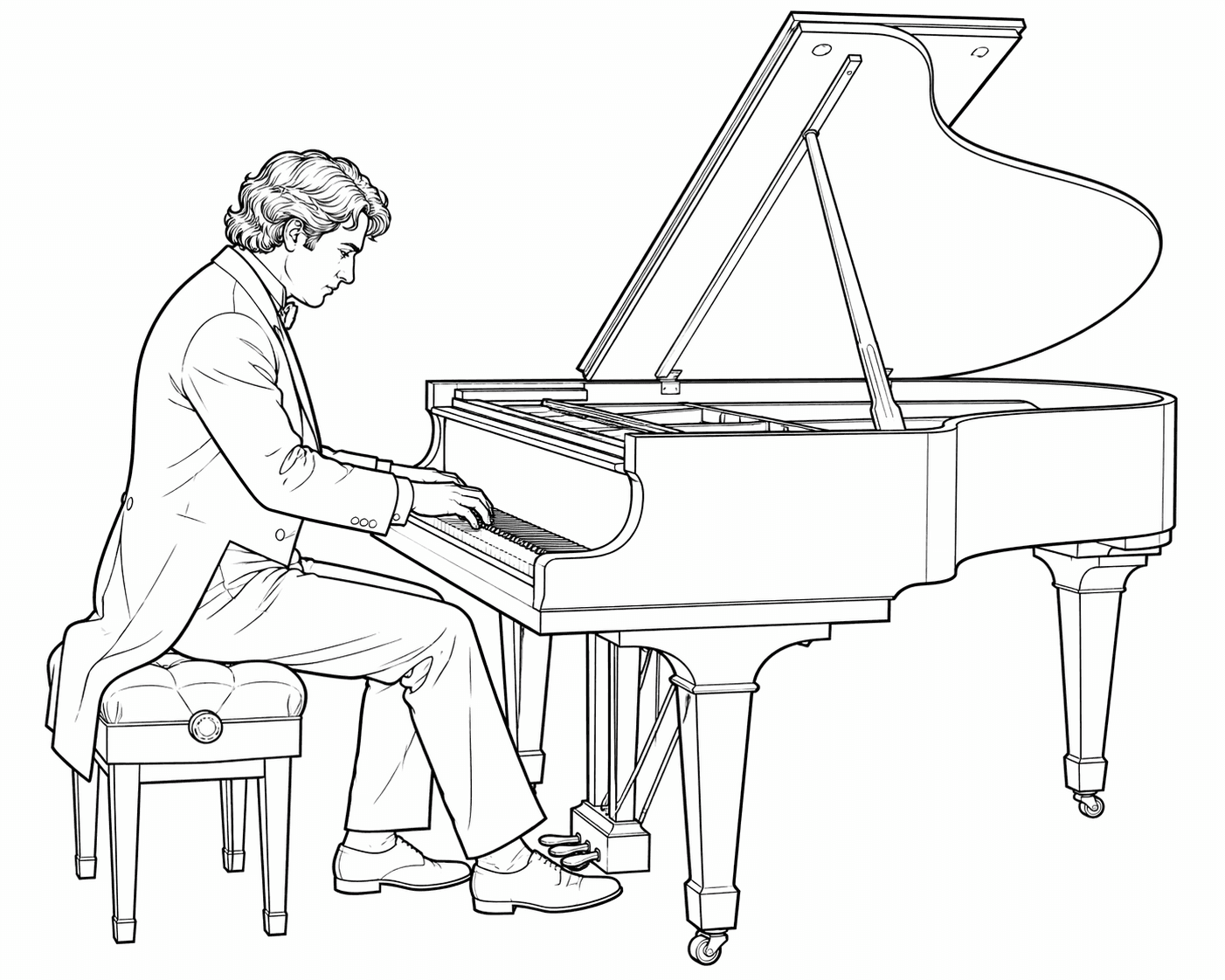 Pianista para colorir