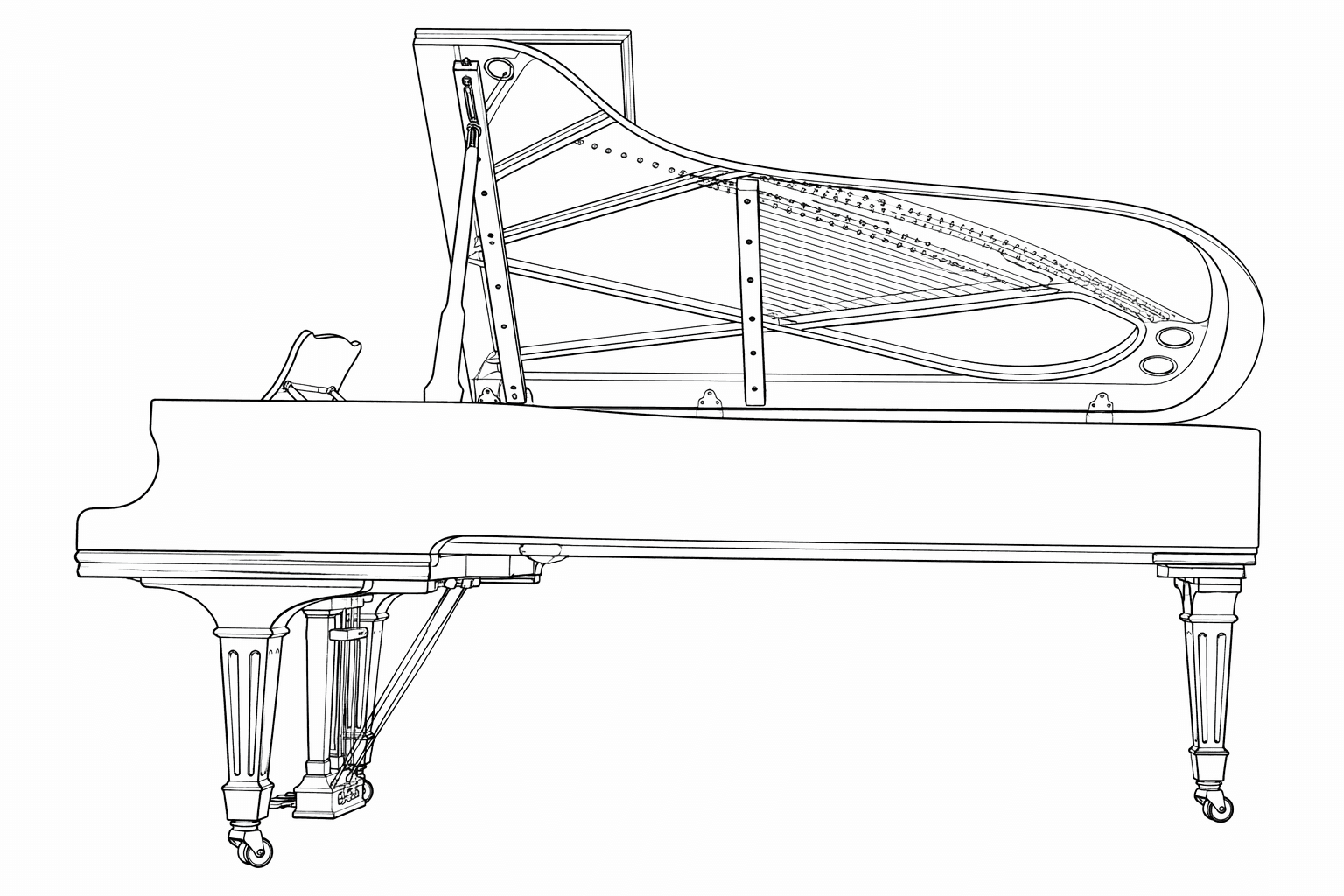 Piano de cauda para colorir