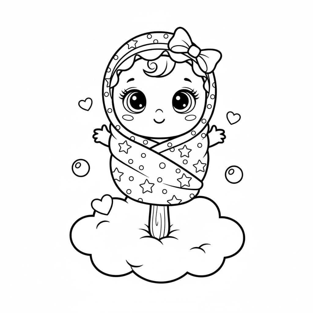 Picolé bebê para colorir