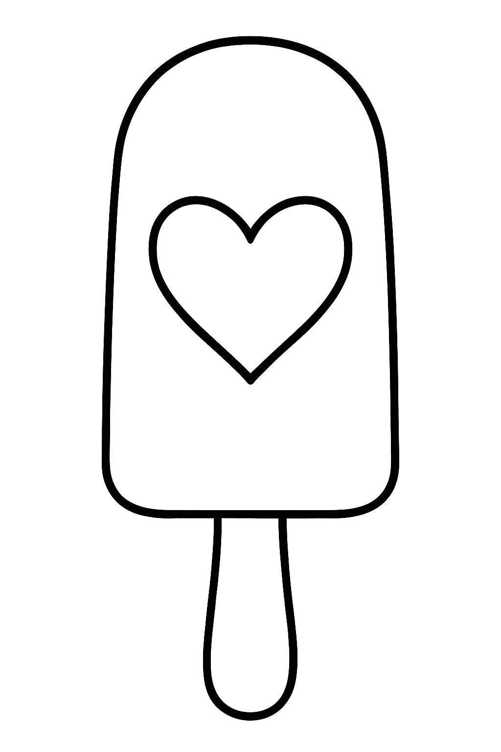 Picolé com coração para colorir