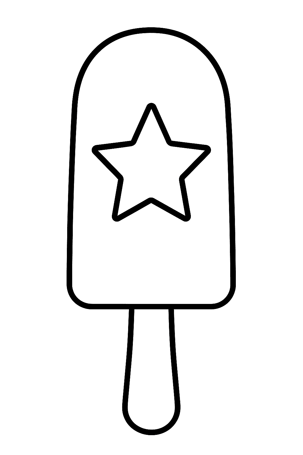 Picolé com estrela para colorir