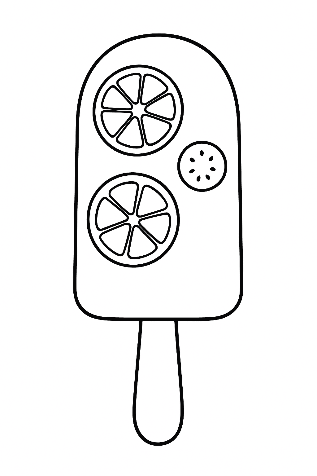 Picolé com frutas para colorir