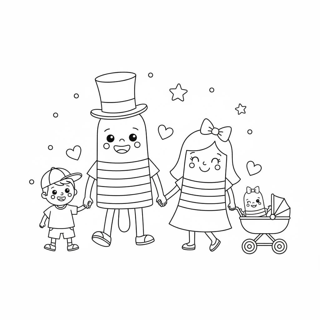 Picolé família para colorir