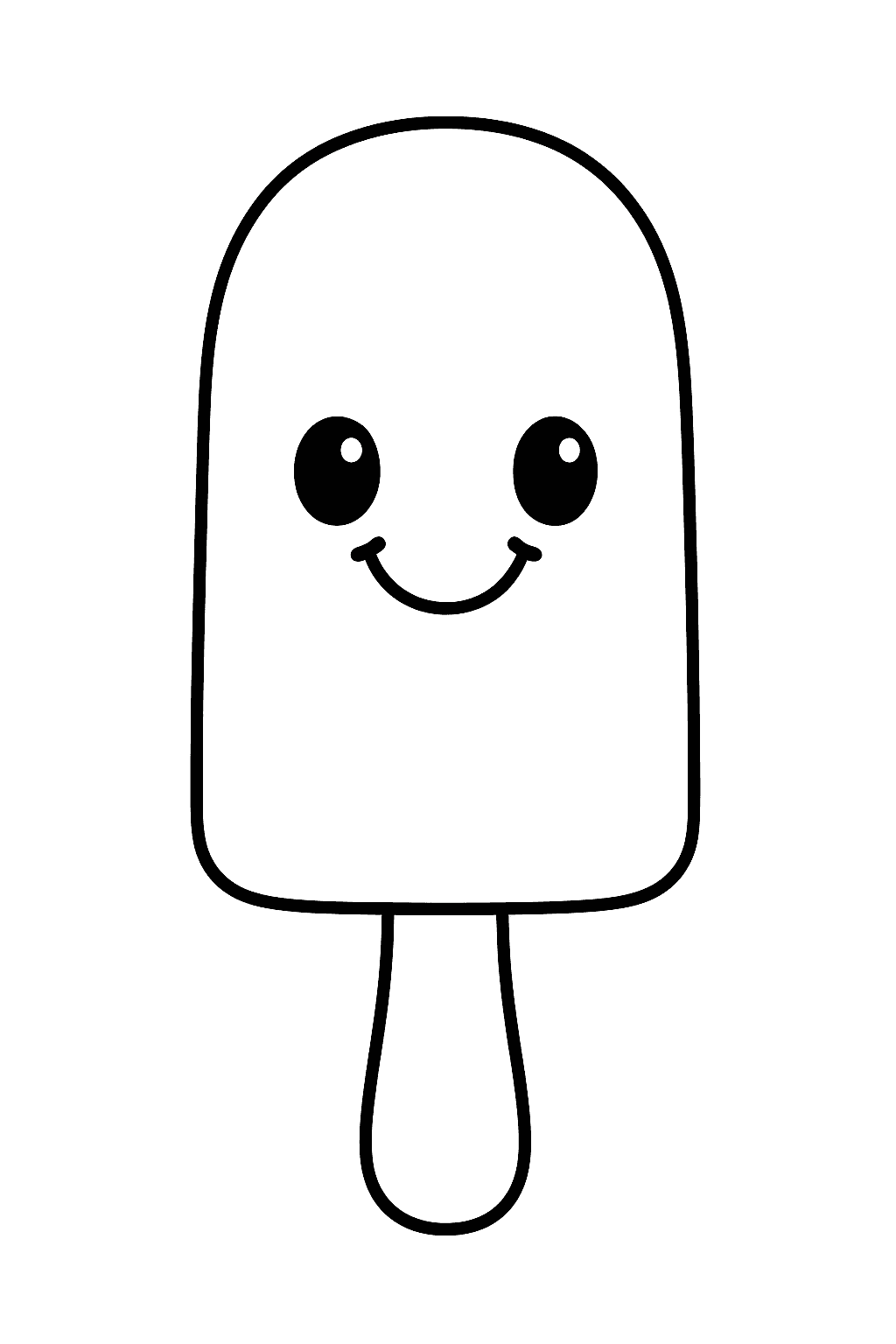 Picolé fofo com rosto para colorir