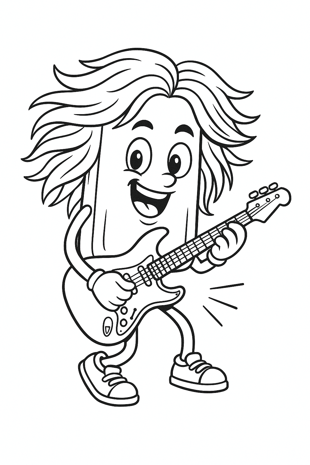 Picolé tocando guitarra para colorir