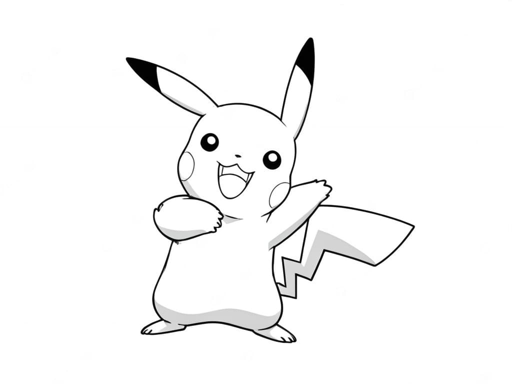 Pikachu balançando o braço para colorir