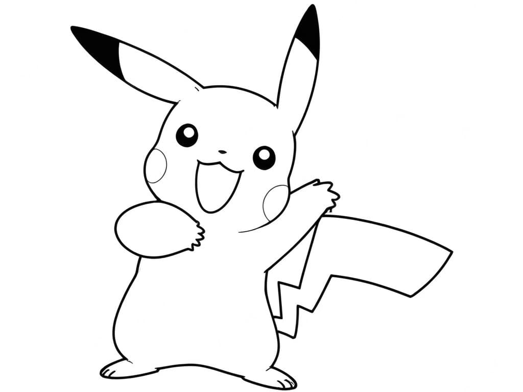 Pikachu dizendo oi para colorir
