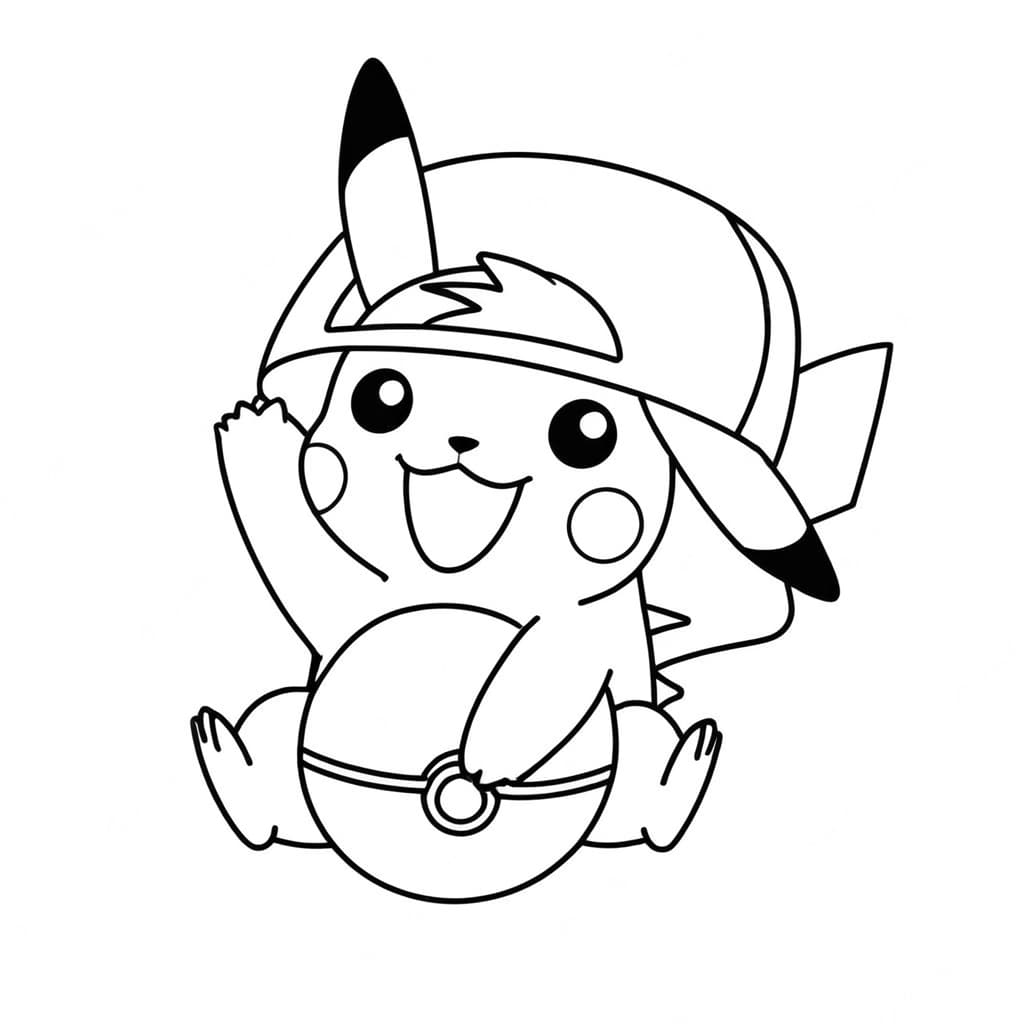 Pikachu e Pokébola para colorir