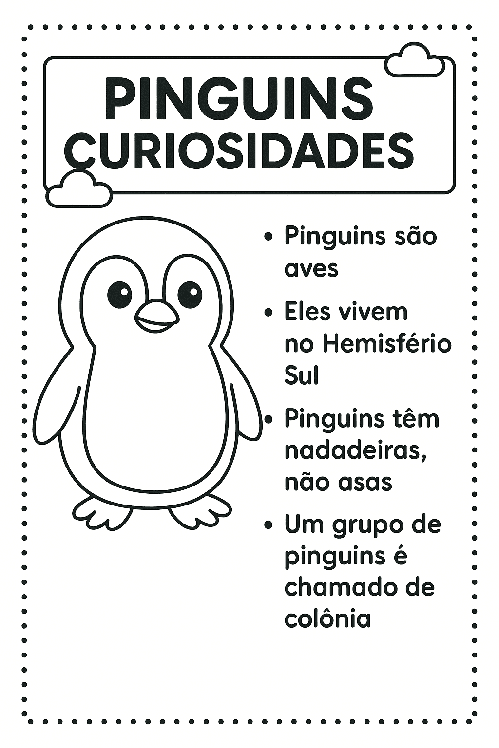 Pinguim educativo para colorir