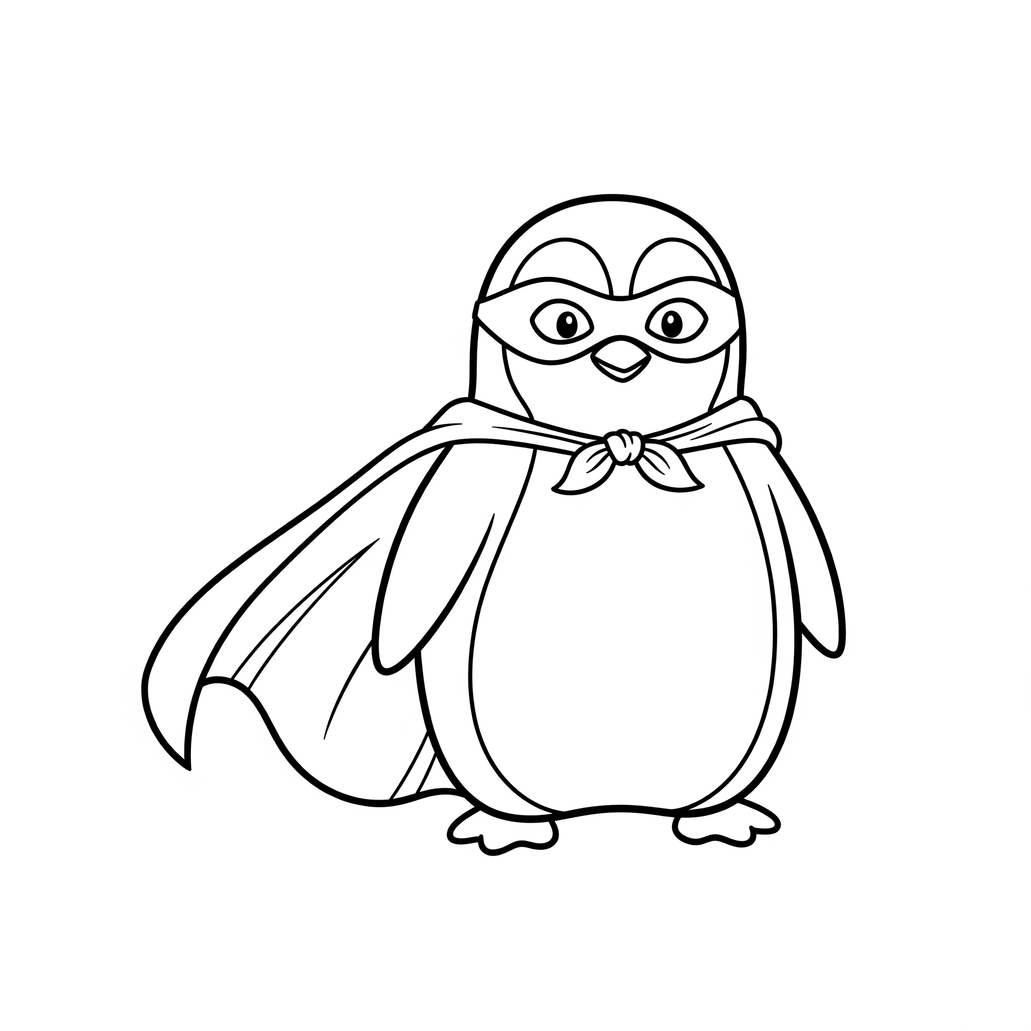 Pinguim super-herói para colorir