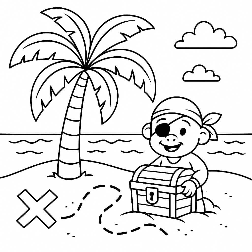 Ilha pirata para colorir