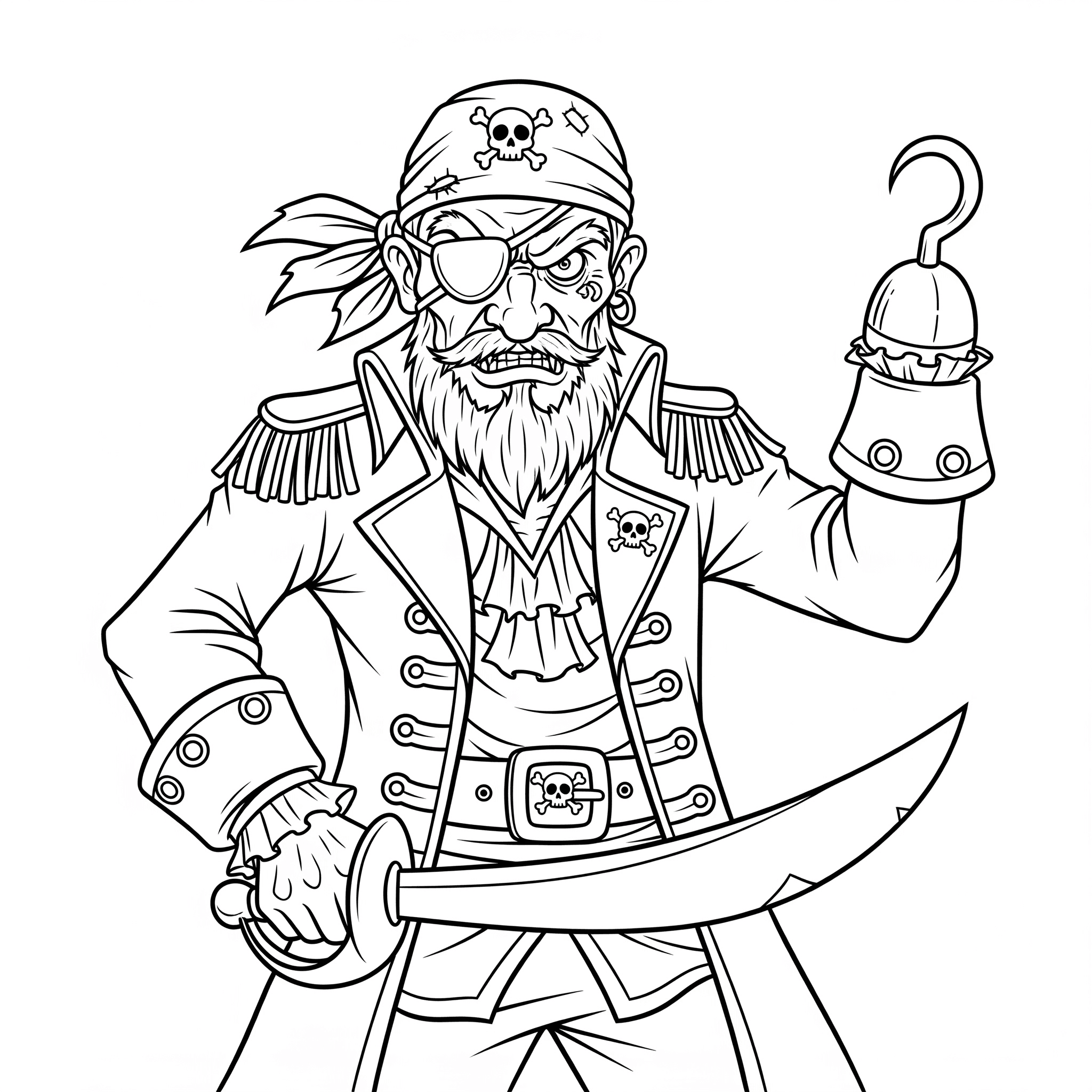 Pirata assustador para colorir