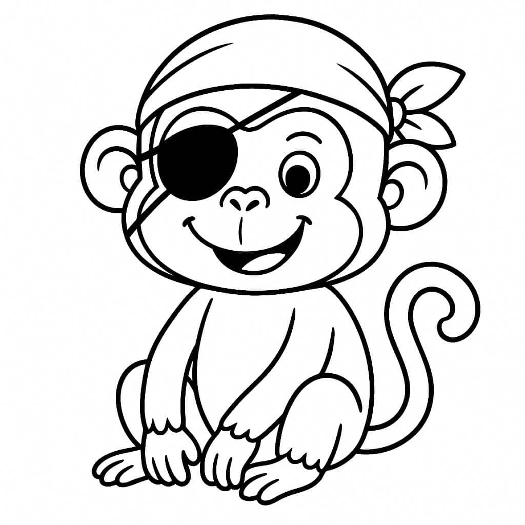 Macaco pirata para colorir