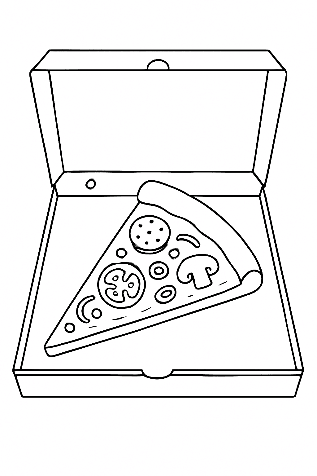 Fatia de pizza na caixa para colorir