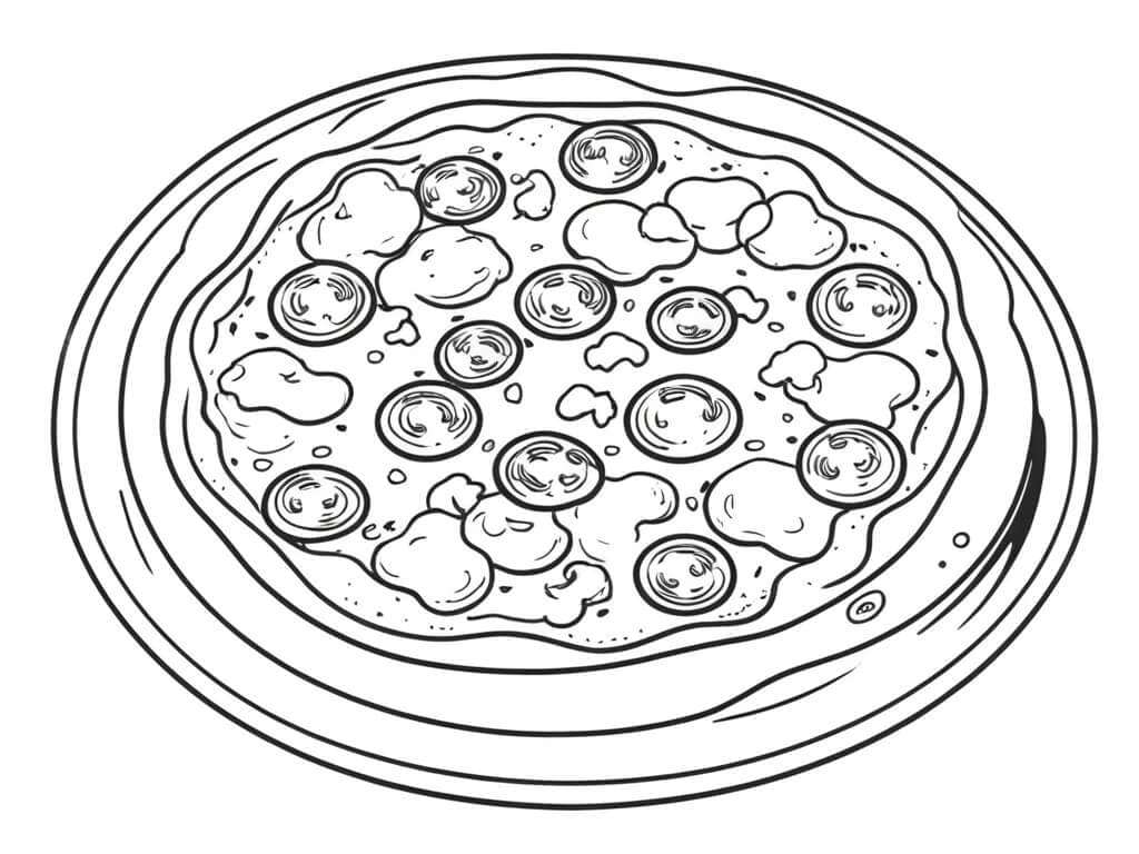 Pizza de calabresa para colorir