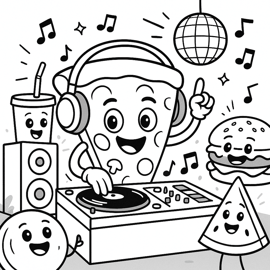 Pizza DJ para colorir