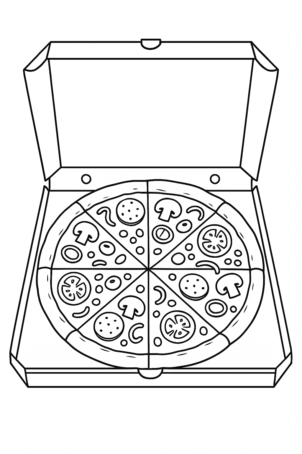 Pizza na caixa para colorir