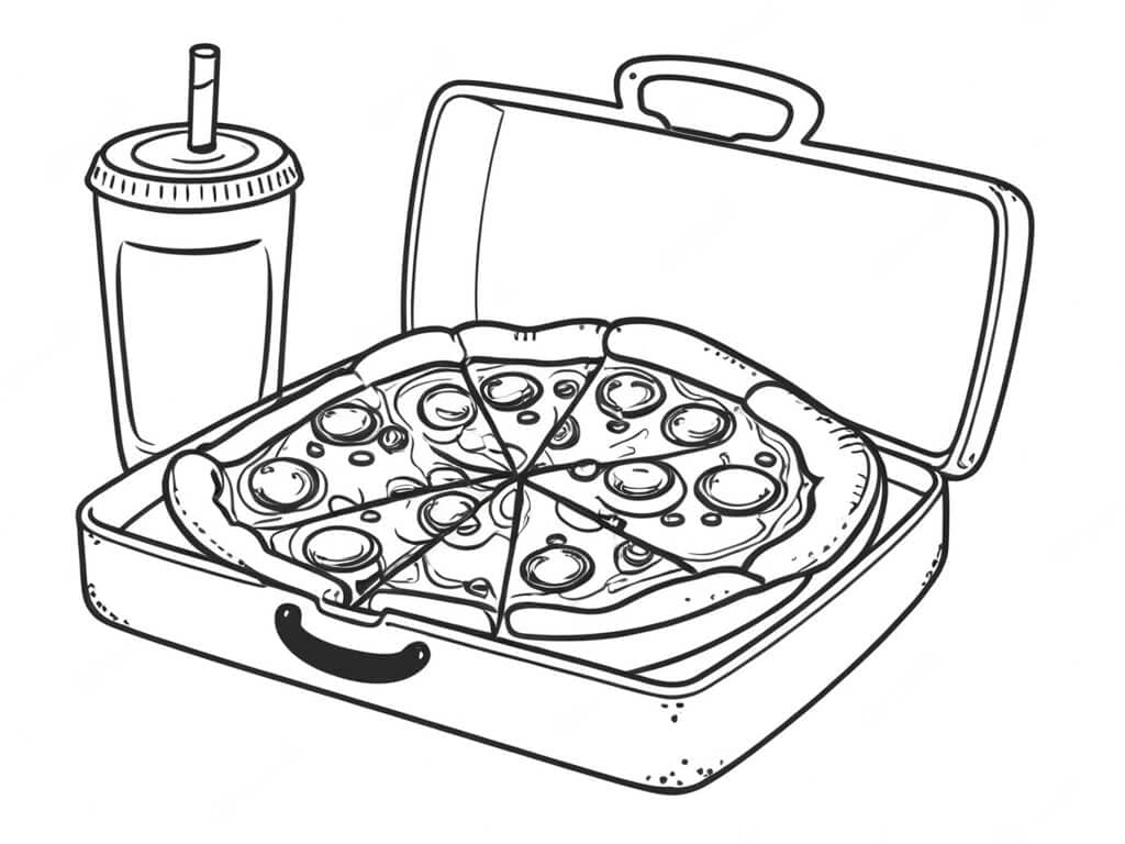 Pizza na maleta para colorir