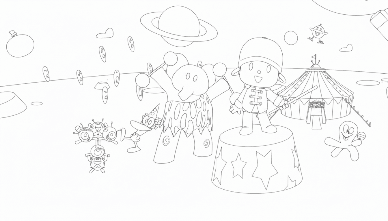 Pocoyo no circo para colorir