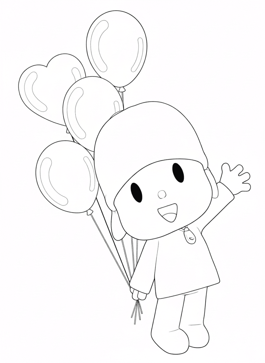 Pocoyo e balões para colorir