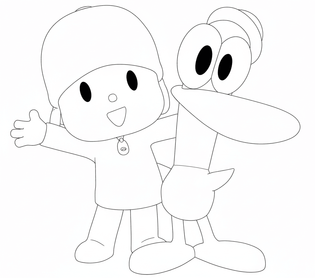 Pocoyo e Pato para colorir