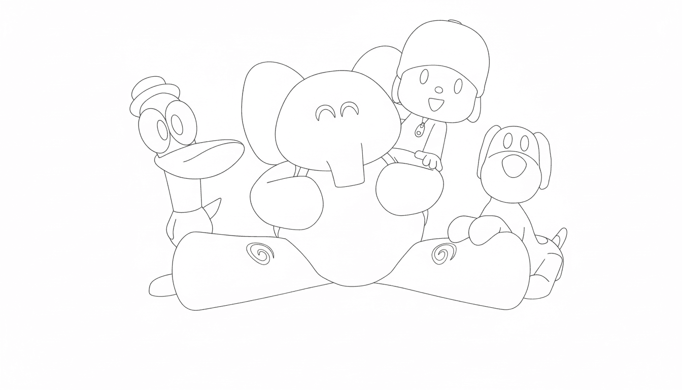 Pocoyo e seus amigos para colorir