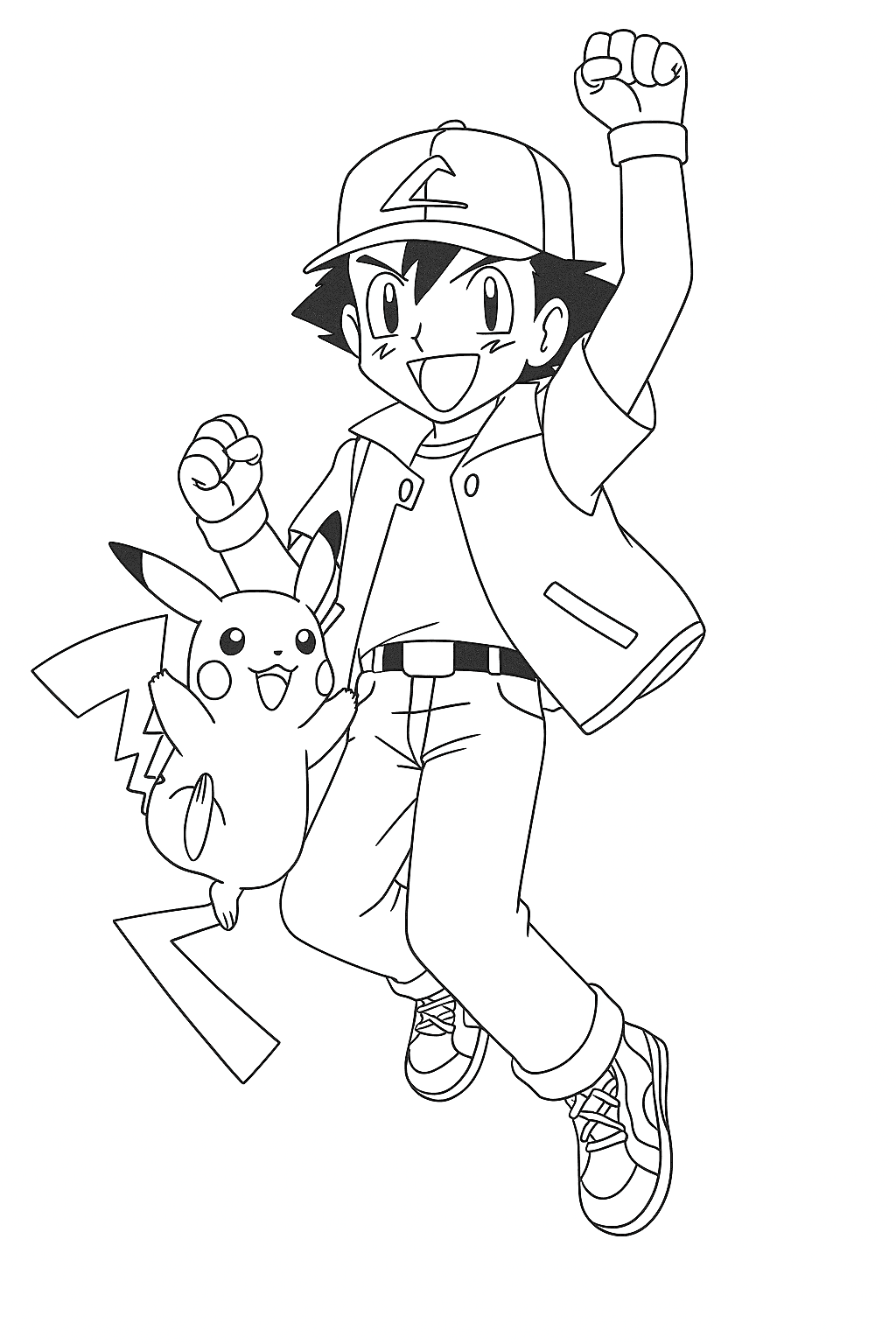 Ash e Pikachu para colorir