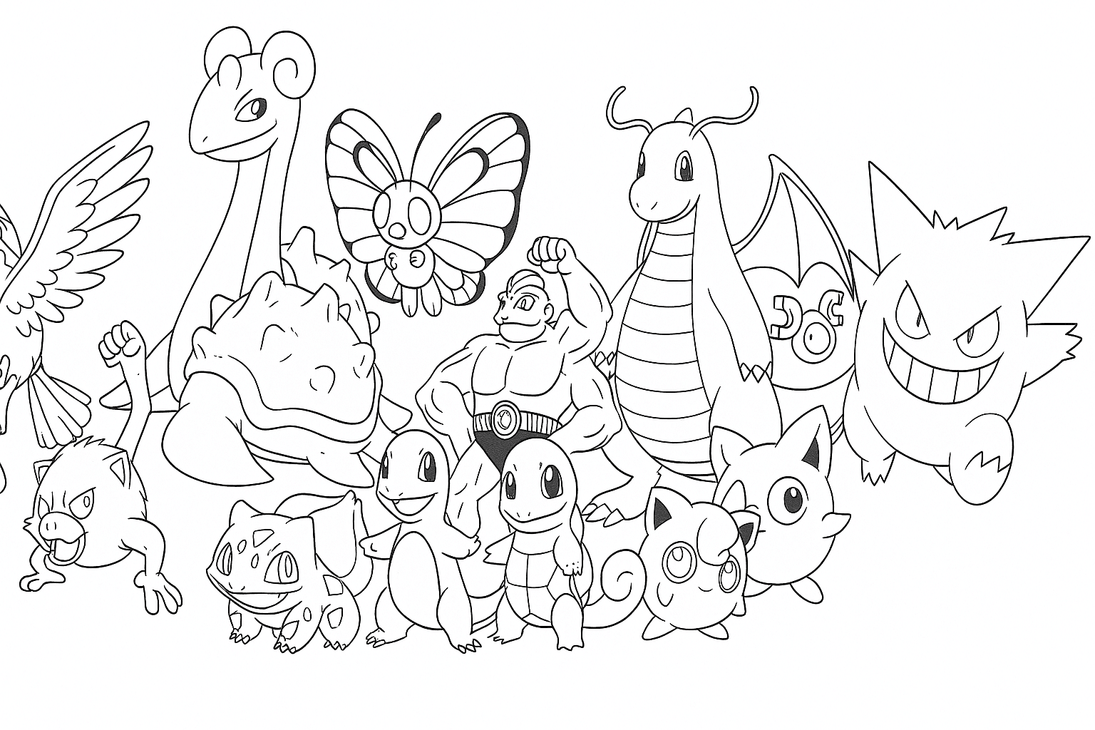 Vários Pokémon reunidos para colorir