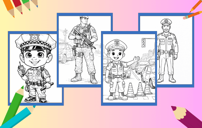 Policial Para Colorir