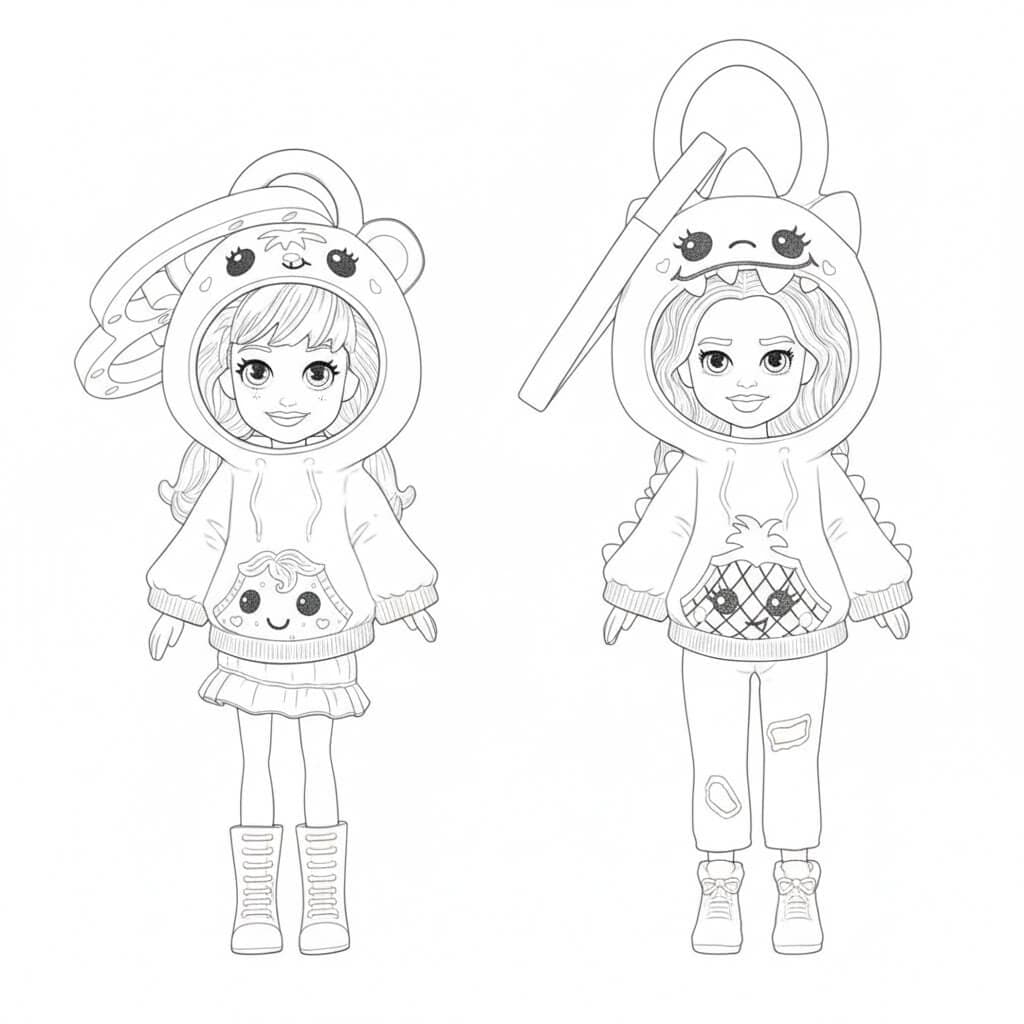 Polly e amigas na moda para colorir