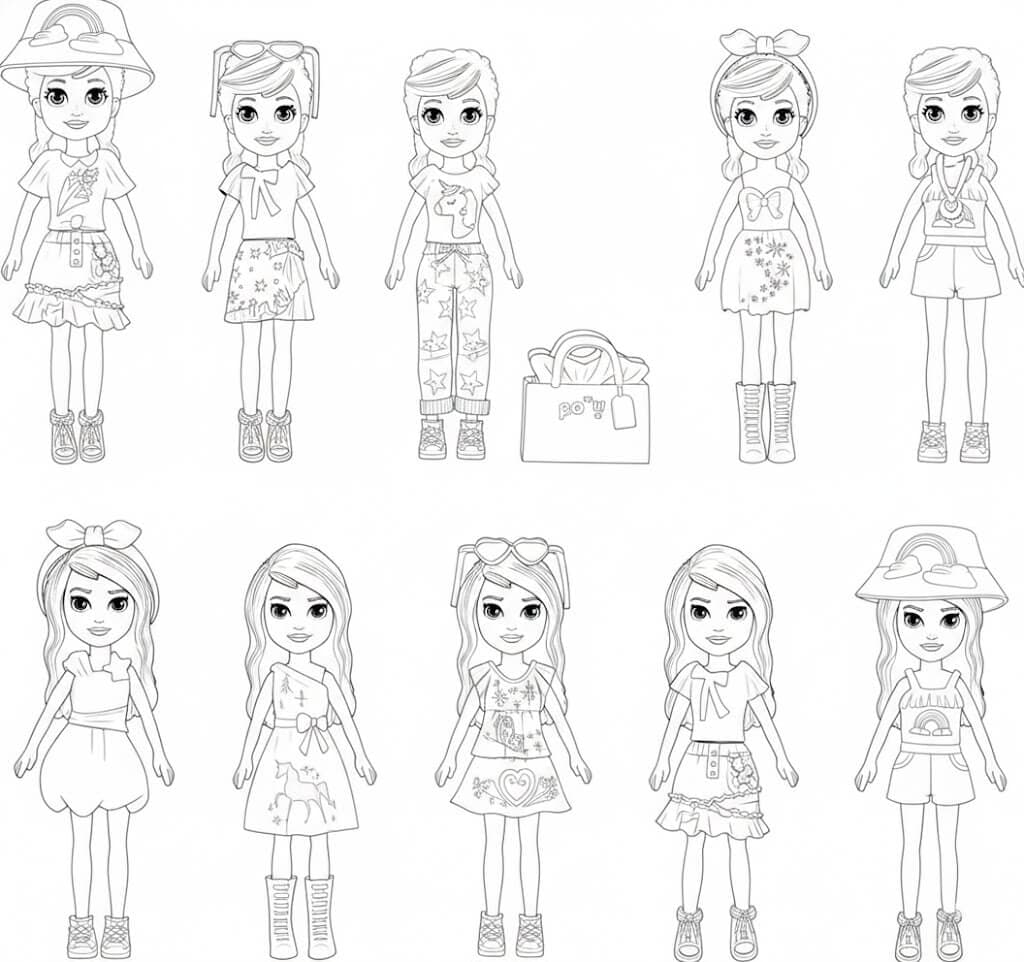 Polly diversas para colorir