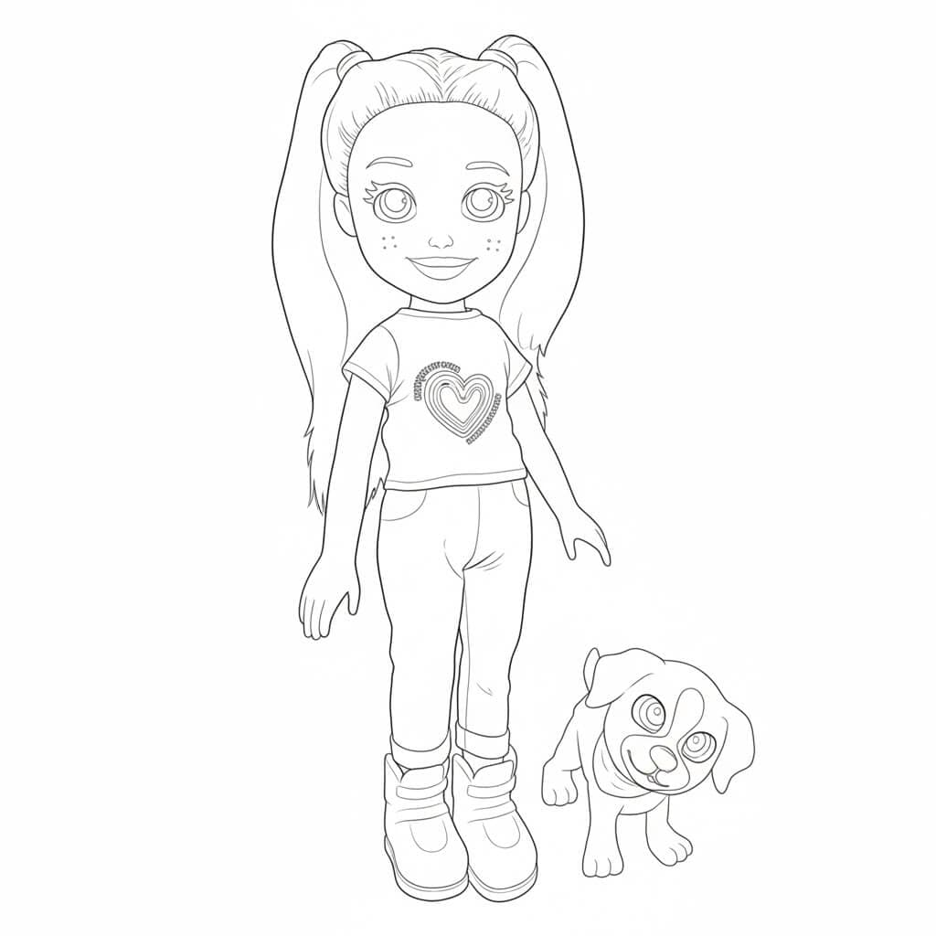 Polly e cachorro para colorir