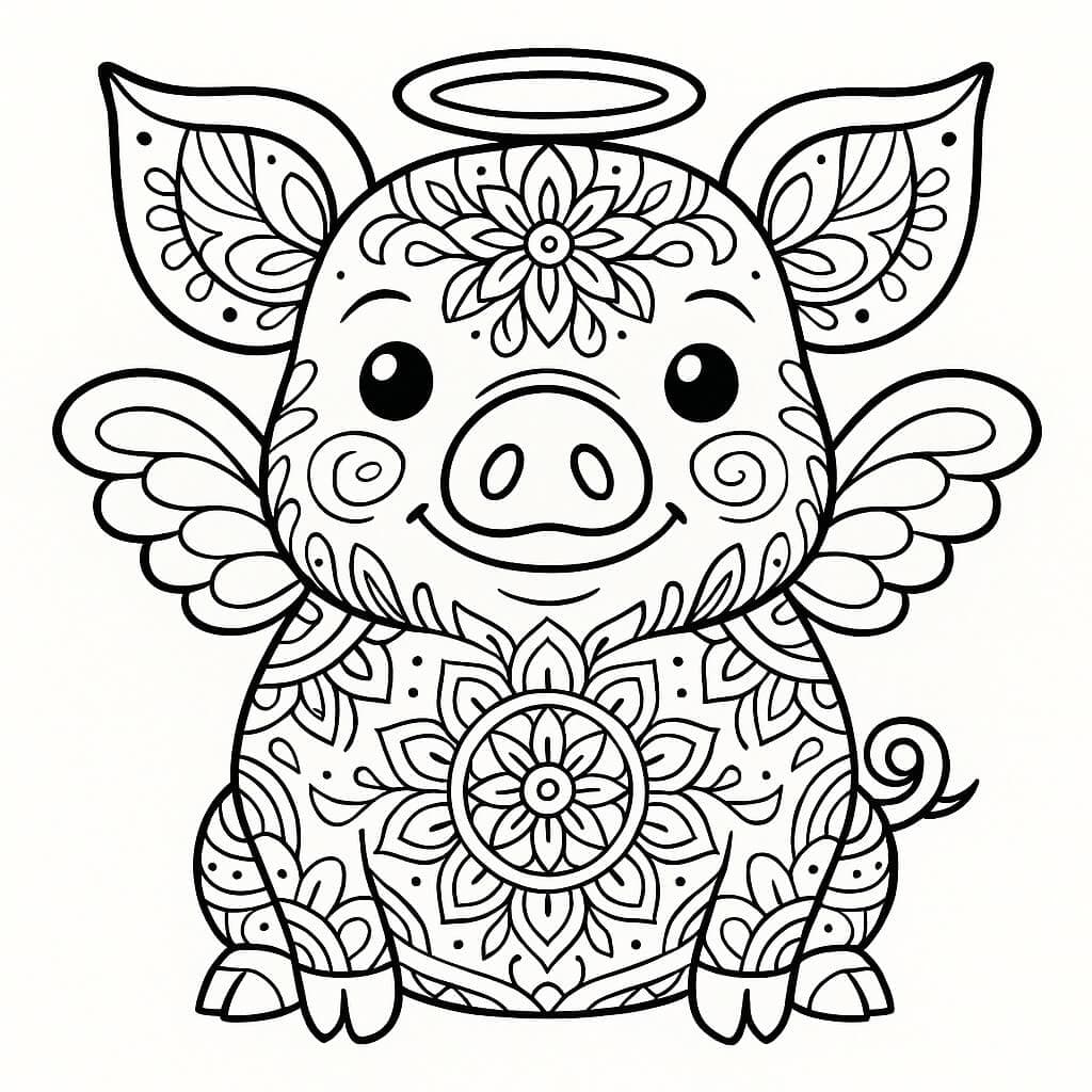 Mandala de porco para colorir