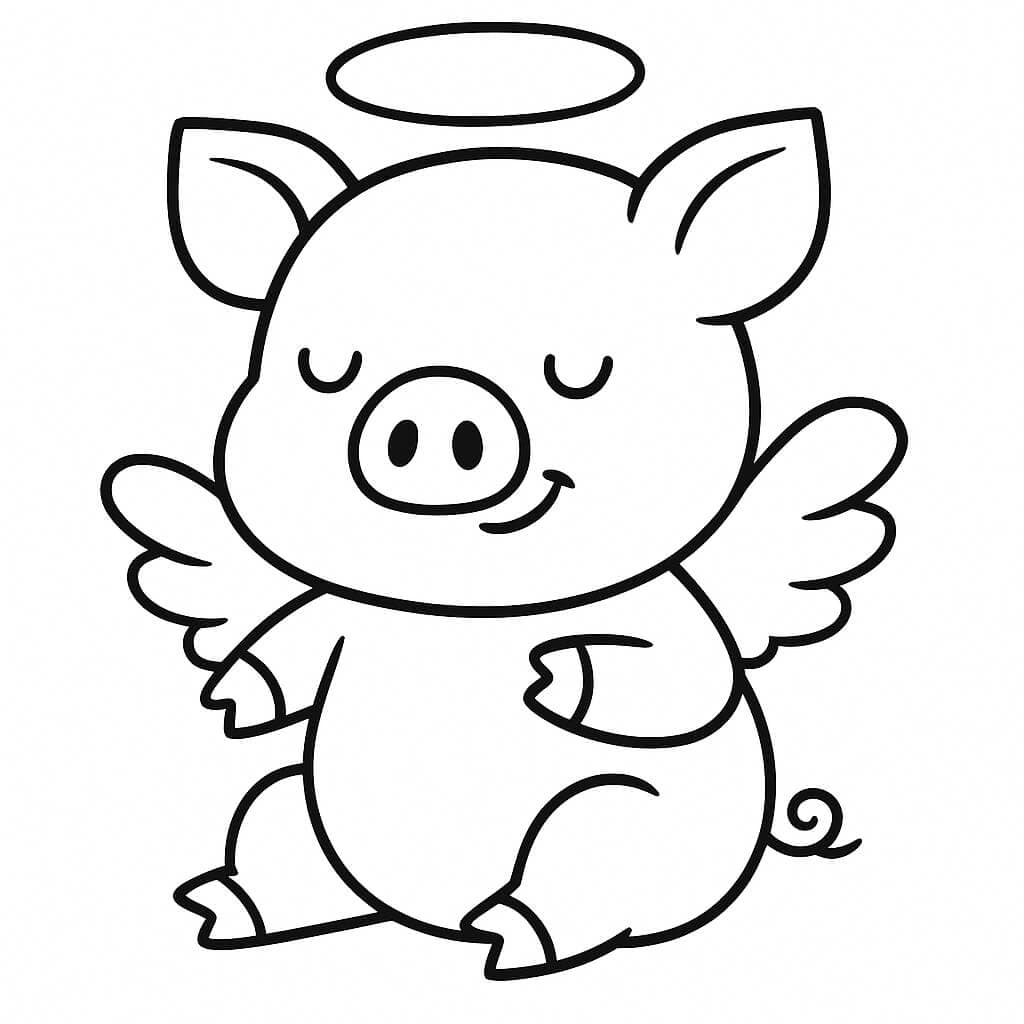 Porco anjo para colorir