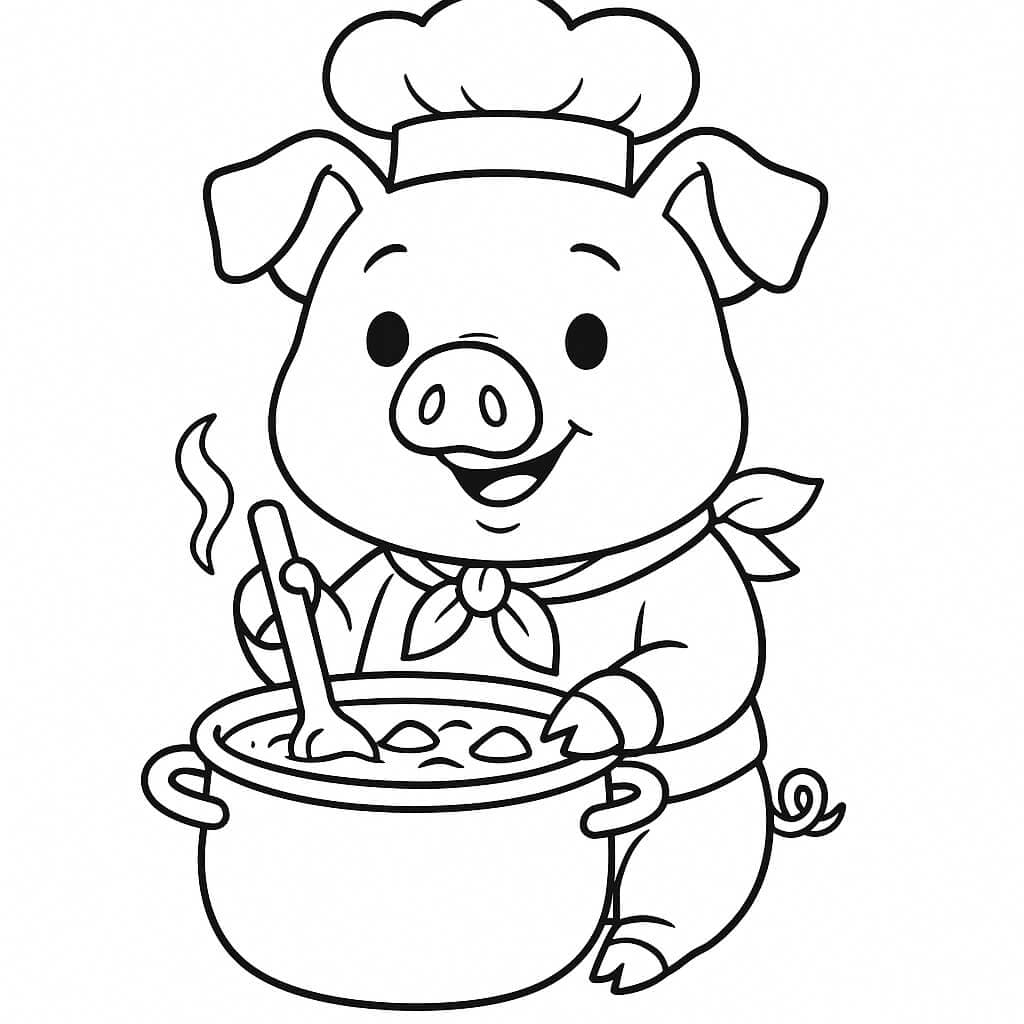 Porco cozinheiro para colorir