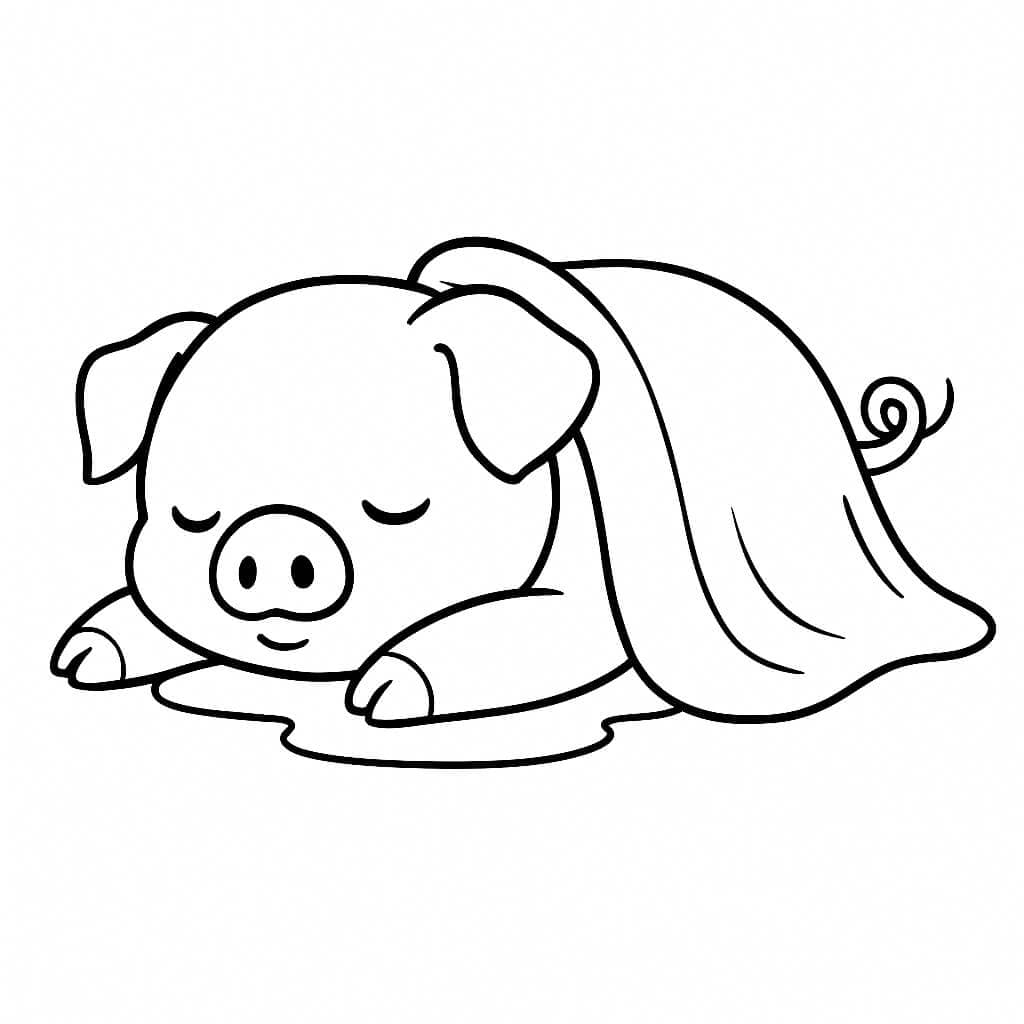 Porco dormindo para colorir