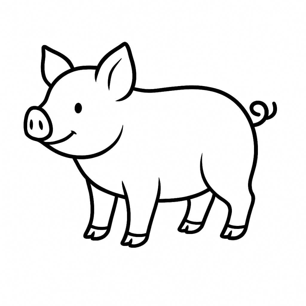 Porco silhueta para colorir