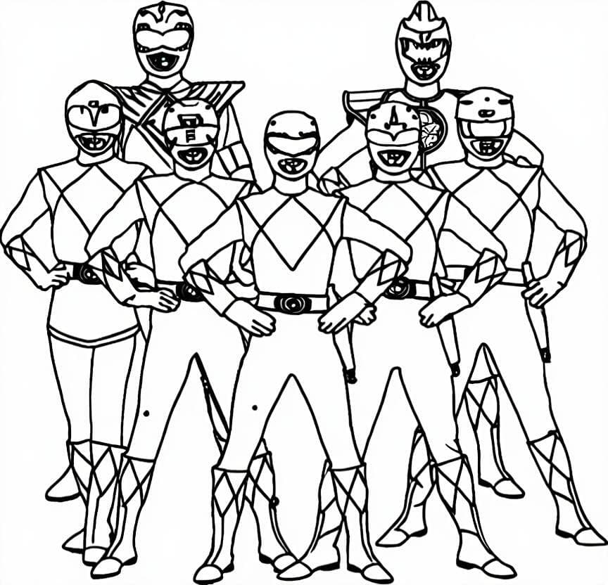 Todos os Power Rangers para colorir