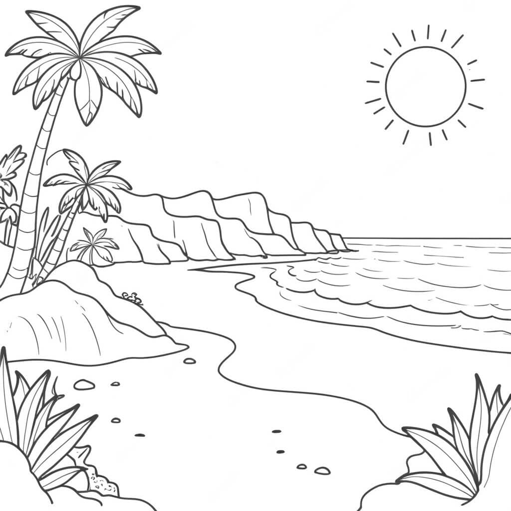 Praia para colorir