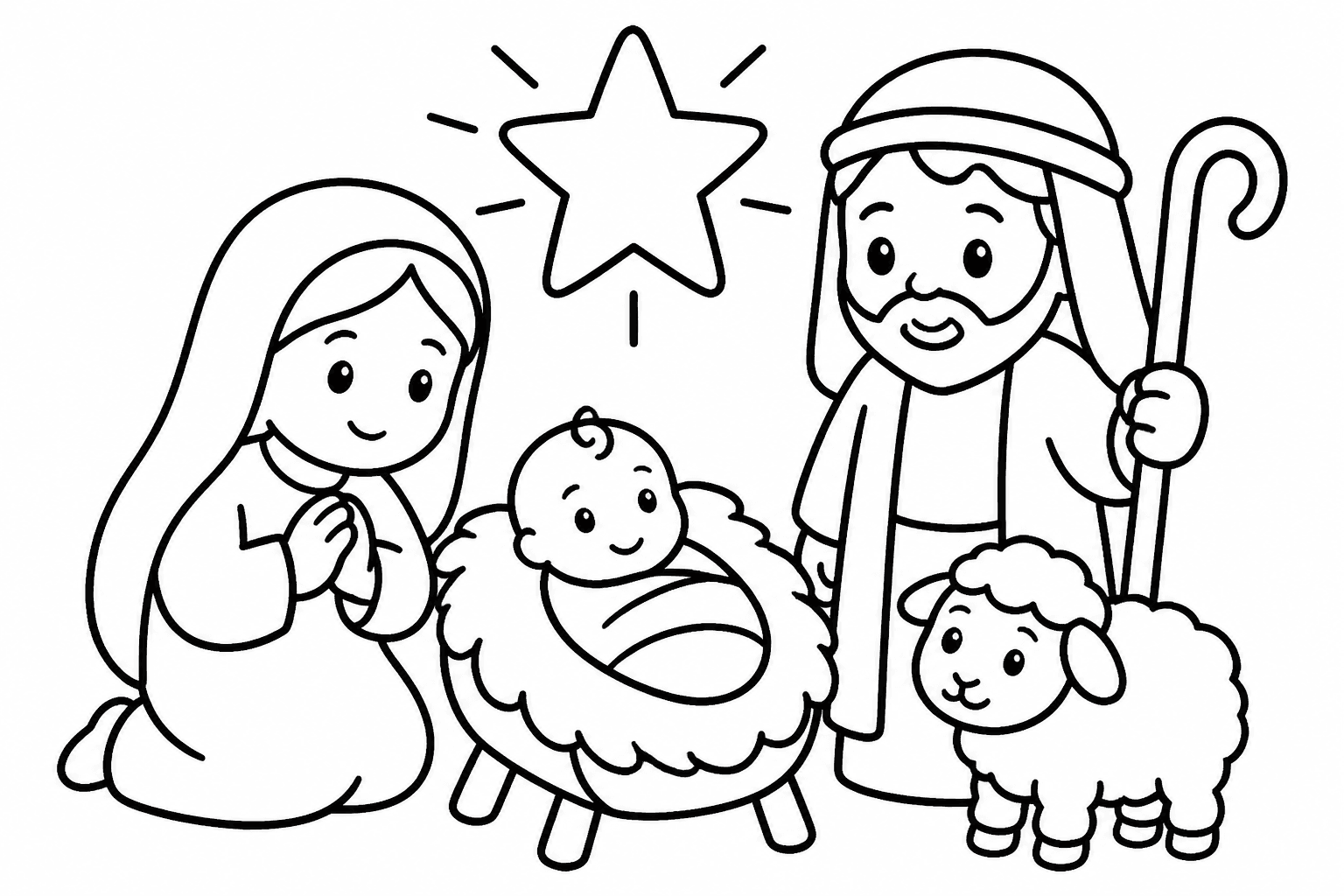 Presépio infantil fácil para colorir