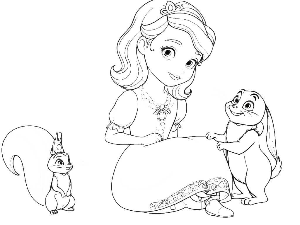 Princesa Sofia e seus amiguinhos para colorir