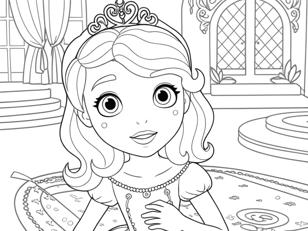 Princesa Sofia no castelo para colorir