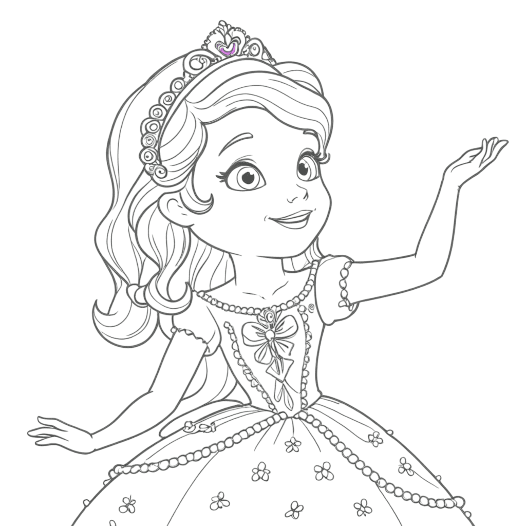 Princesinha Sofia de vestido para colorir