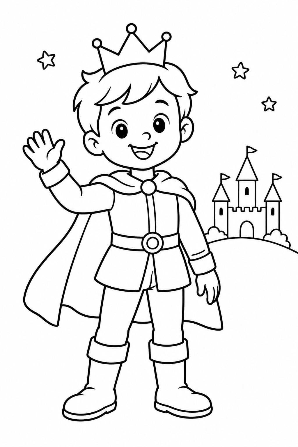 Pequeno príncipe com coroa para colorir