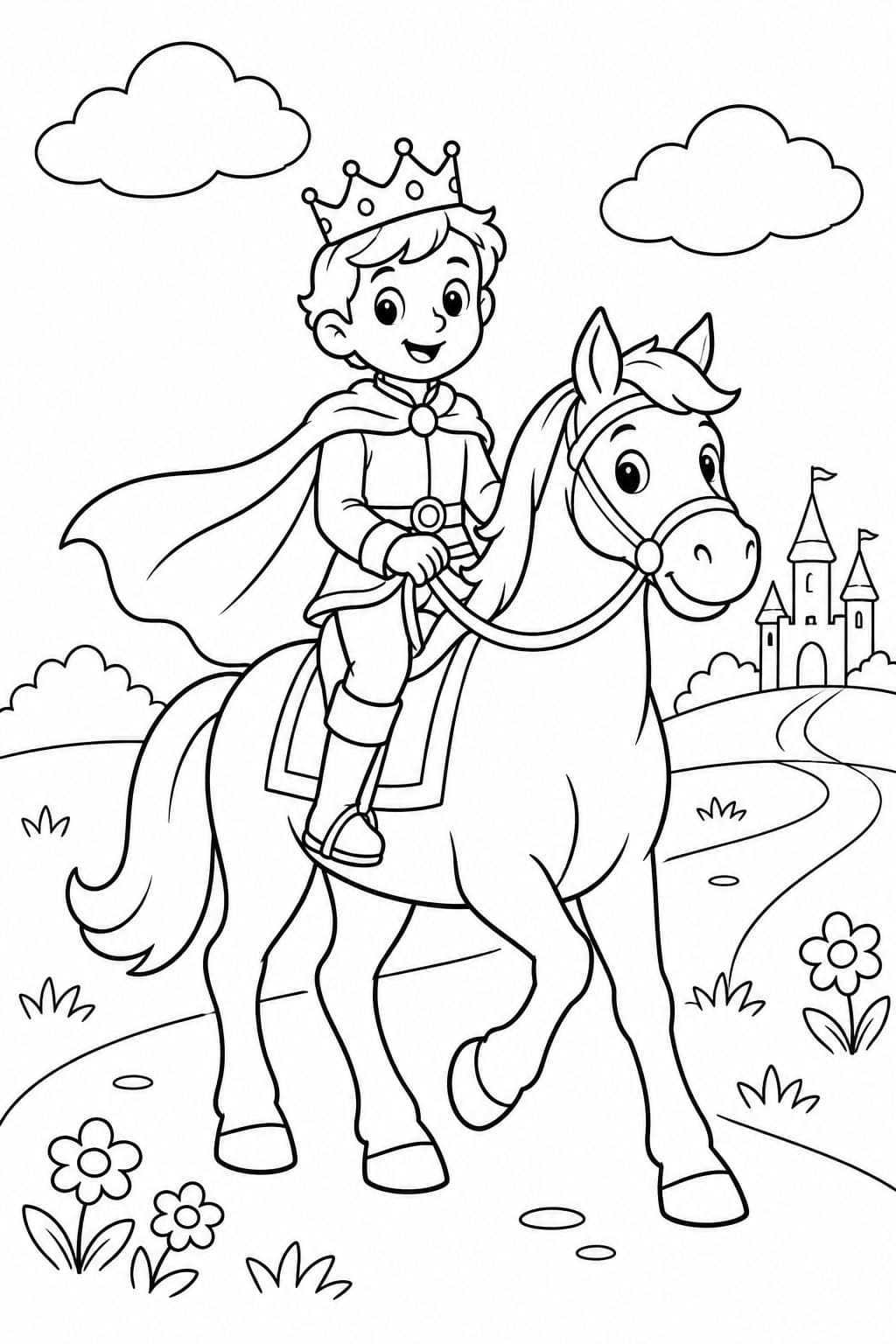Príncipe a cavalo para colorir