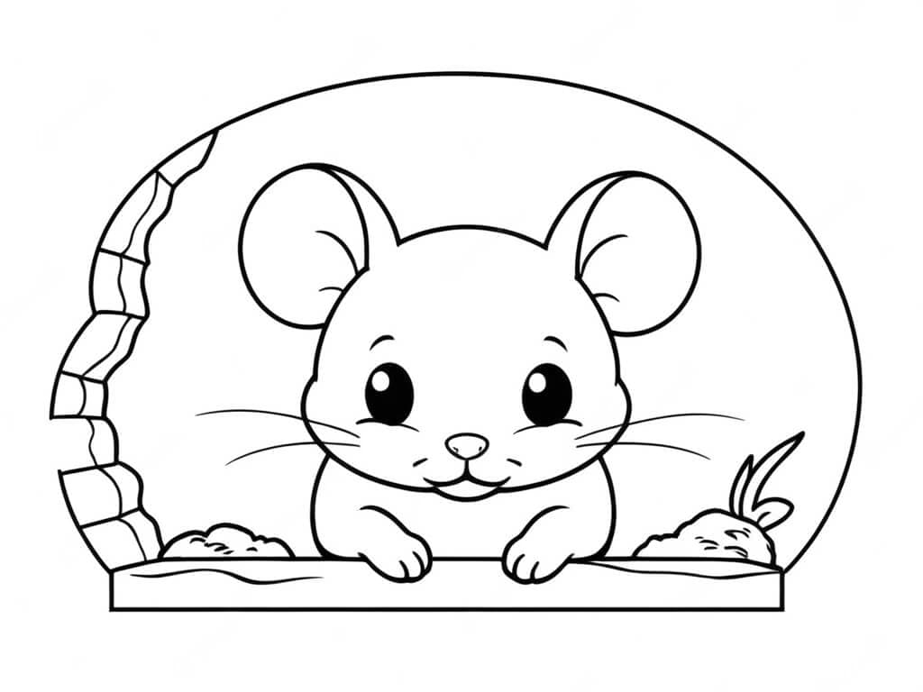 Rato na janela de queijo para colorir