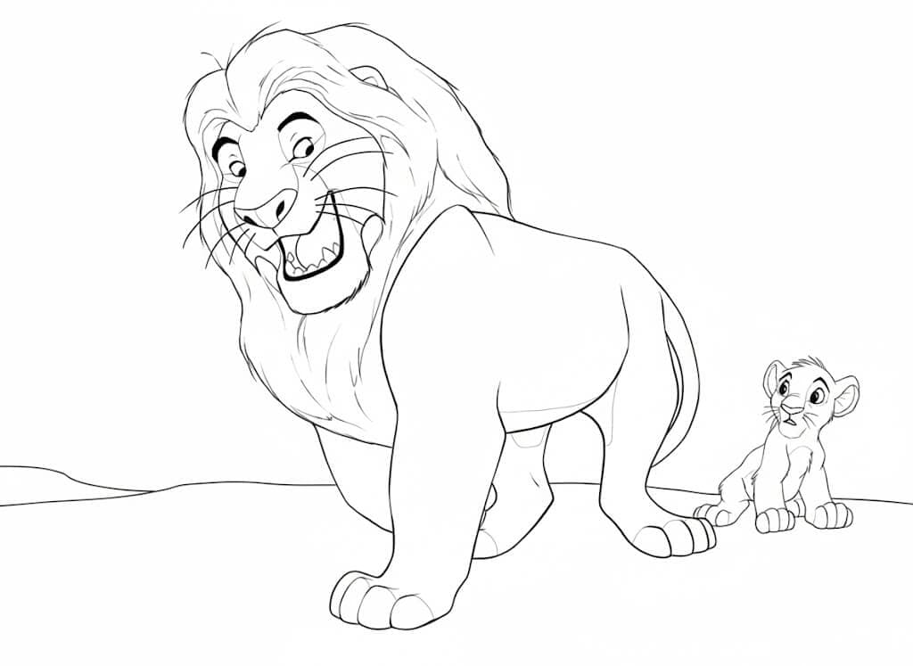 Mufasa e Simba para colorir