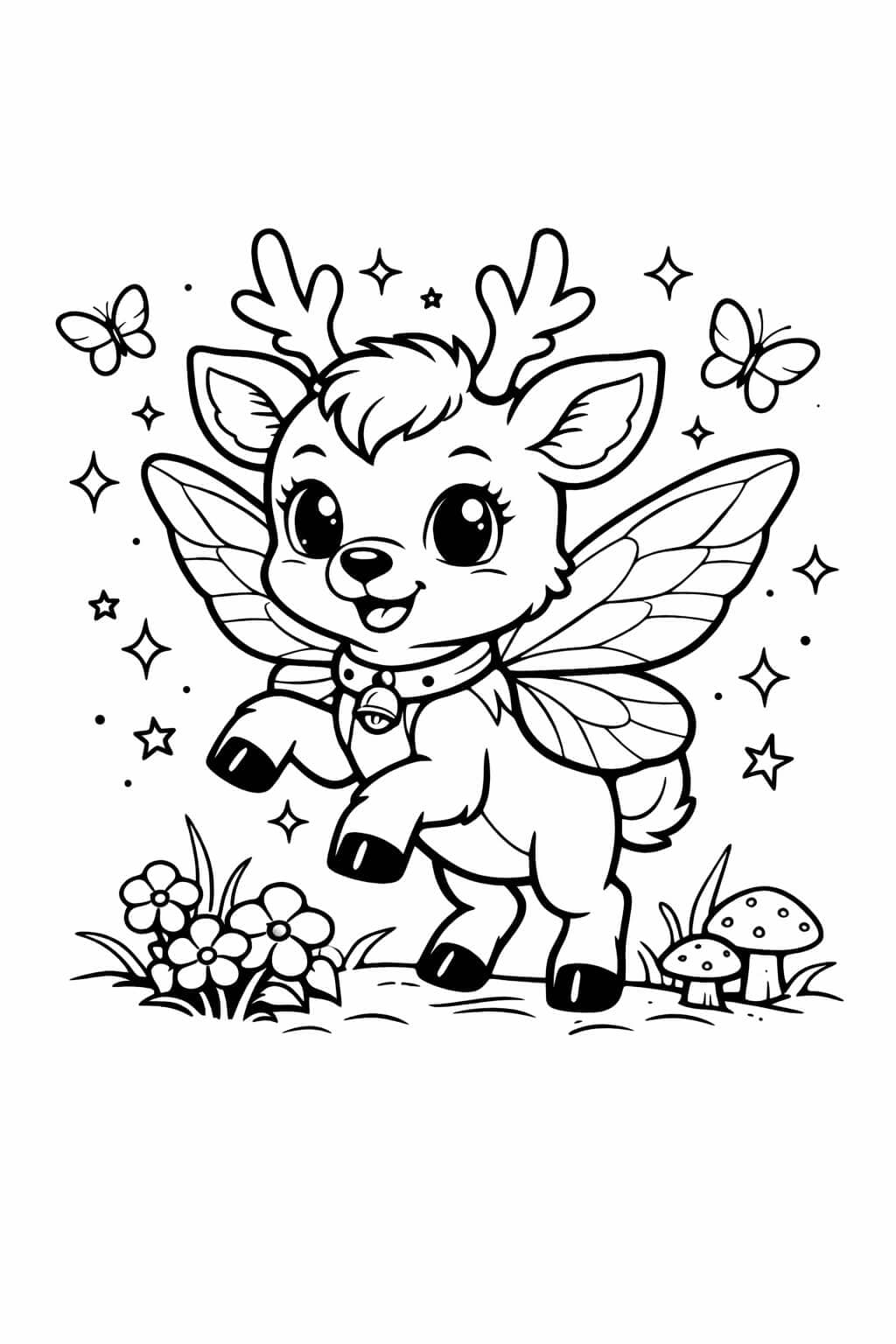 Rena com asas de fada para colorir